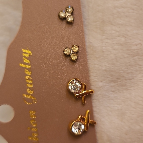 Vintage Three Pair Stud Earrings Set - Picture 3 of 3